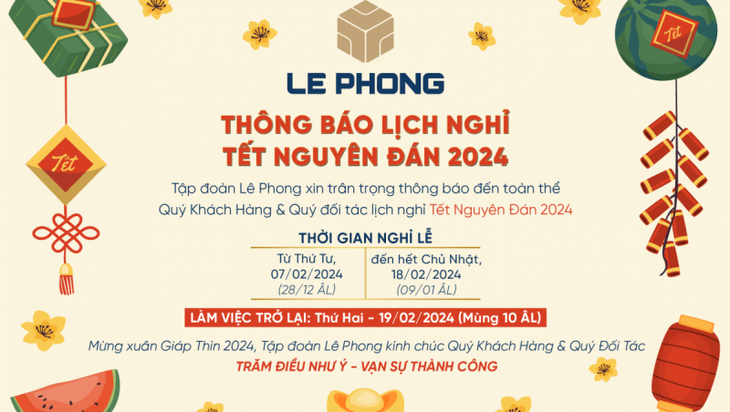THÔNG BÁO LỊCH NGHỈ TẾT NGUYÊN ĐÁN 2024
