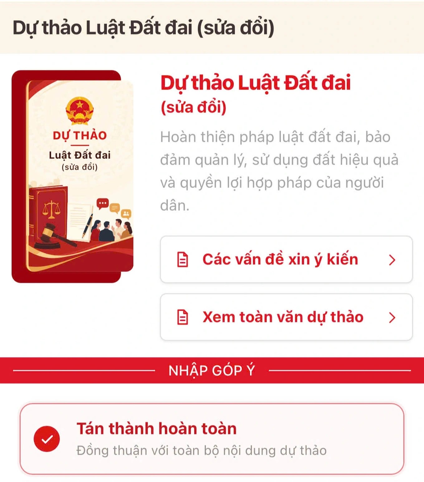 NGƯỜI DÂN CÓ THỂ GÓP Ý 3 LUẬT QUAN TRỌNG VỀ ĐẤT ĐAI, NHÀ Ở NGAY TRÊN VNEID